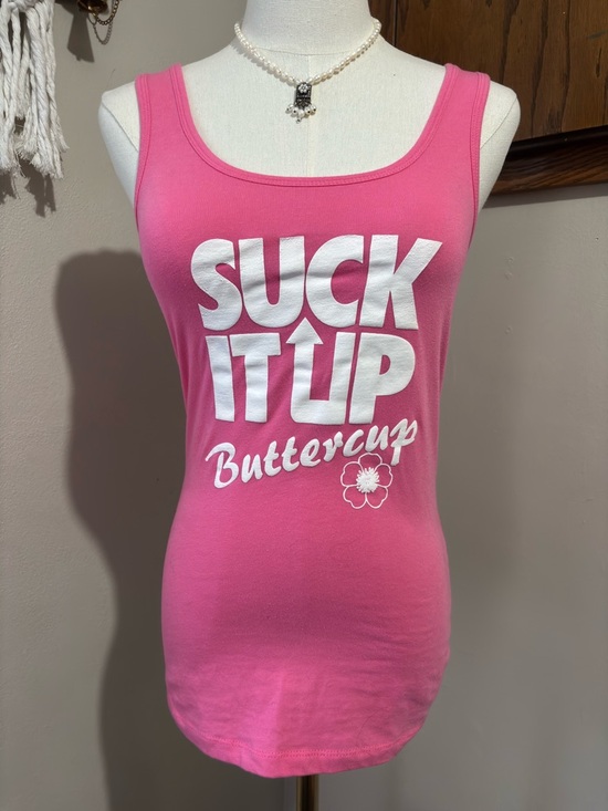 Next Level Apparel Tops - Pink Graphic Sporty Gym Tank Top Size Medium Suck It Up Buttercup Next Level